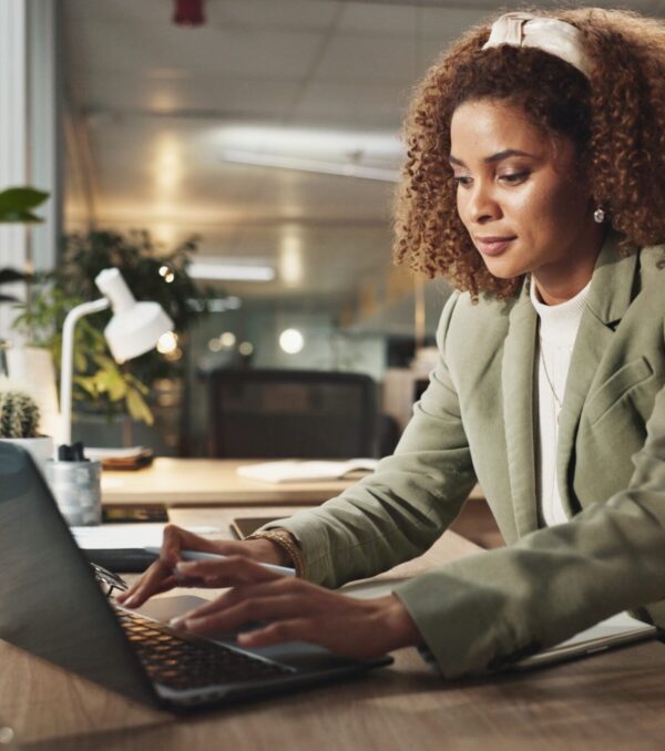 Laptop,,Business,Woman,And,Typing,At,Night,For,Report,,Magazine