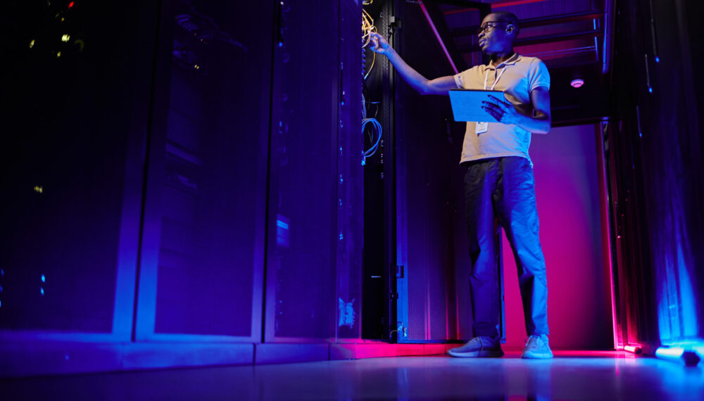 Technician in Neon Server Room Technician in Neon Server Room